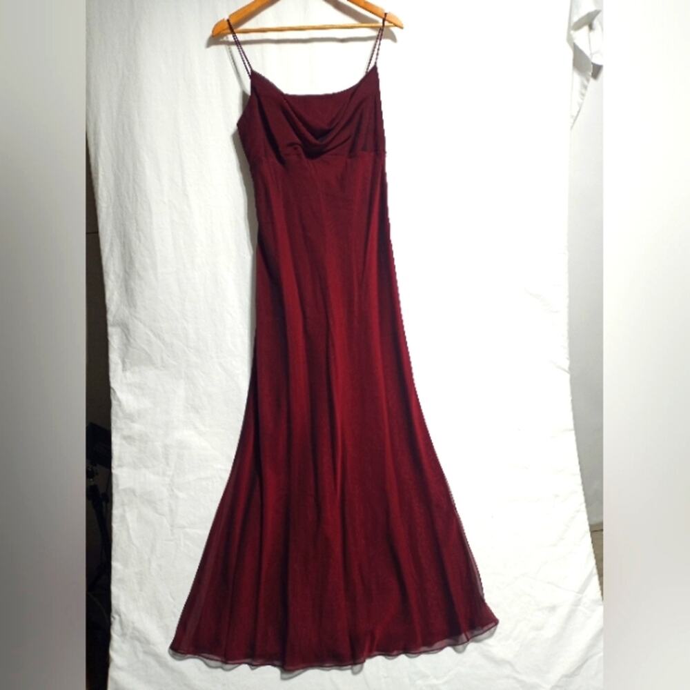 Vintage Night Way Collections Slouch Front Maxi Dress Size 16 Burgundy Glam